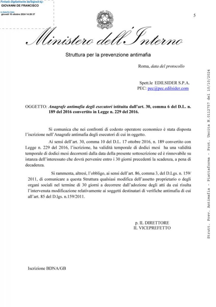 White List | EDILSIDER BDNACL Firmato White List | EDILSIDER BDNACL Firmato