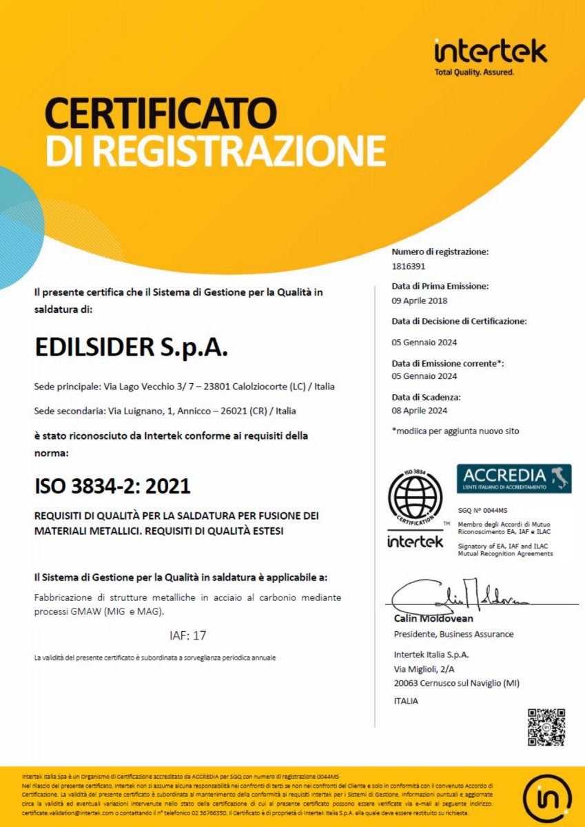 UNI EN ISO 3834-2:2021 | ISO 3834 EDILSIDER