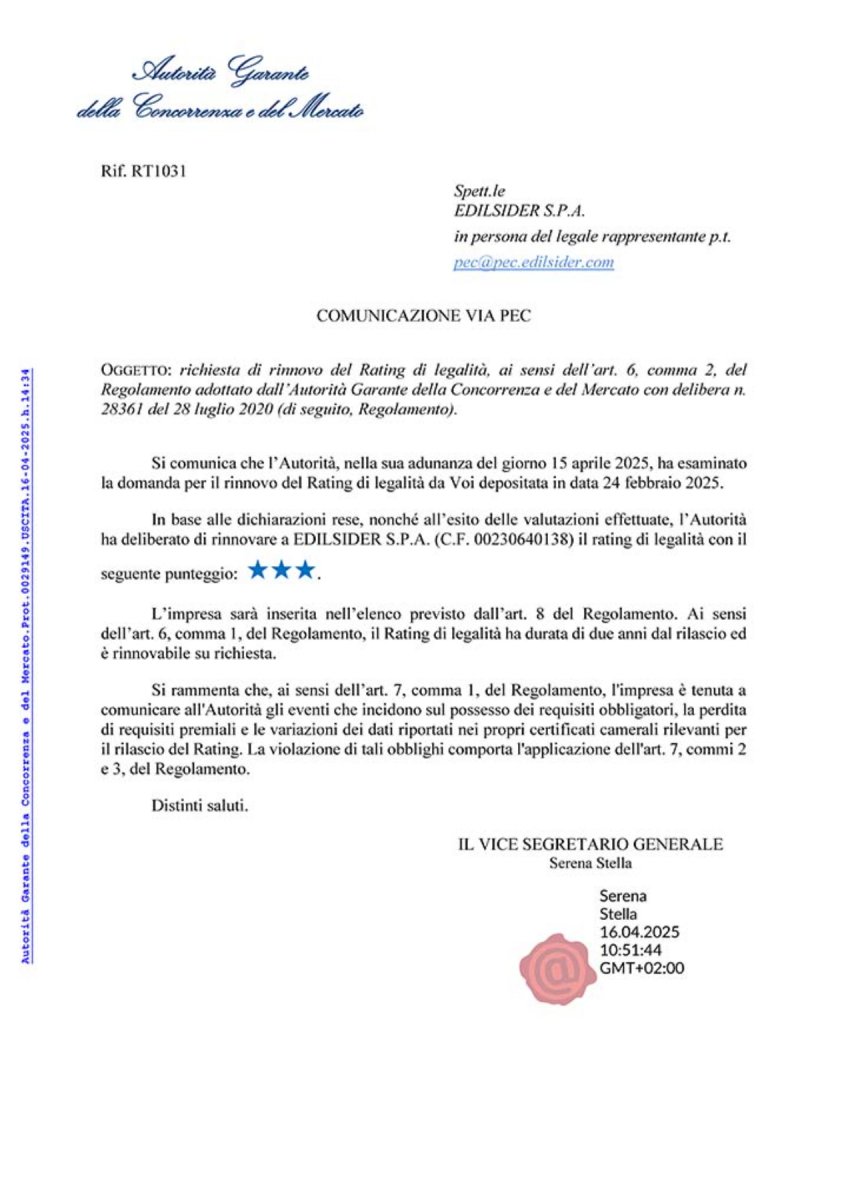 LEGALITY RATING | Segnatura(1)